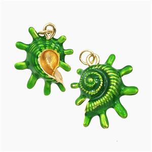 Spiny Oyster Charms Copper Pendant Green Enamel Gold Plated, approx 20-22mm [FD28565]