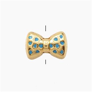Copper Bowknot Beads Blue Enamel Gold Plated, approx 10-15mm [FD28567]