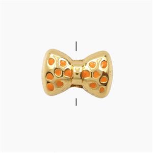 Copper Bowknot Beads Orange Enamel Gold Plated, approx 10-15mm [FD28569]