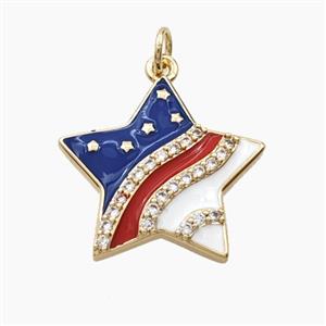 Copper Star Pendant Pave Zirconia Enamel Gold Plated, approx 20mm [FD28574]