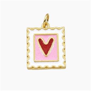 Copper Heart Pendant Enamel Frame Gold Plated, approx 13.5-15mm [FD28580]