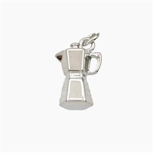 Coffee Maker Charms Copper Pendant Platinum Plated, approx 6-13mm [FD28581]