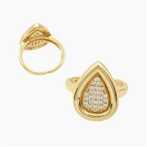 Copper Rings Micropave Zirconia Teardrop Gold Plated, approx 15-20mm, 18mm dia [FD28588]
