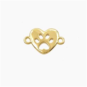 Copper Heart Connector Paws Gold Plated, approx 9-10mm [FD28628]