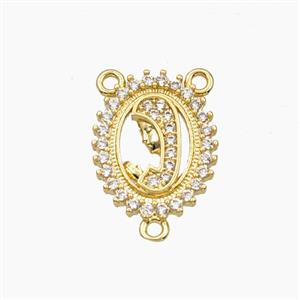 Copper Virgin Mary Connector Pave Zirconia Gold Plated, approx 12-15mm [FD28637]