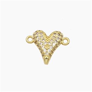 Copper Heart Connector Pave Zirconia Gold Plated, approx 10mm [FD28640]