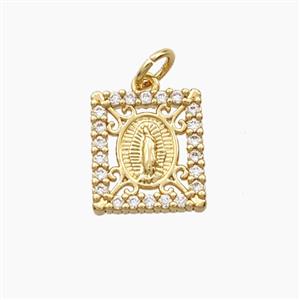 Copper Jesus Pendant Pave Zirconia Gold Plated, approx 11.5-13mm [FD28645]