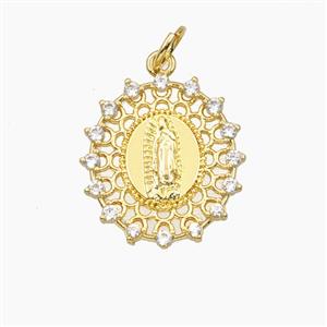 Copper Jesus Pendant Pave Zirconia Gold Plated, approx 16-17mm [FD28647]