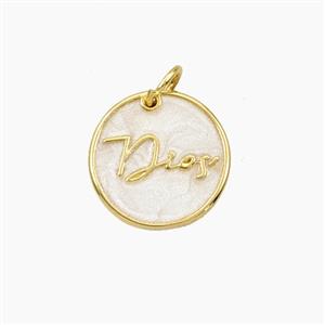 Copper Circle Pendant Dios Enamel Gold Plated, approx 14mm [FD28648]