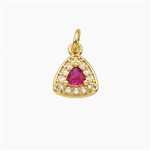 Copper Triangle Pendant Micropave Zirconia Gold Plated, approx 9mm [FD28652]