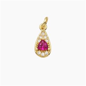 Copper Teardrop Pendant Micropave Zirconia Gold Plated, approx 6-11mm [FD28653]