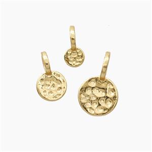 Copper Coin Pendant Hammered Gold Plated, approx 8mm [FD28672-8MM]