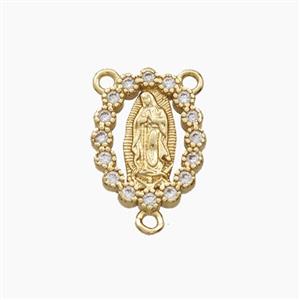 Copper Jesus Connector Pave Zirconia Gold Plated, approx 11-15mm [FD28674]