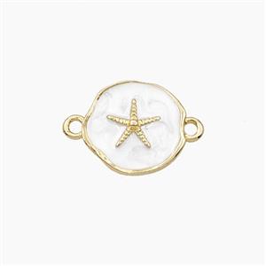 Copper Starfish Connector White Enamel Gold Plated, approx 12-13.5mm [FD28677]