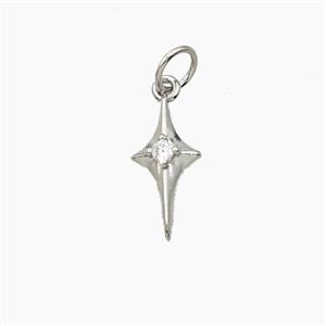 Copper Northstar Pendant Pave Zirconia Platinum Plated, approx 7-14mm [FD28680]