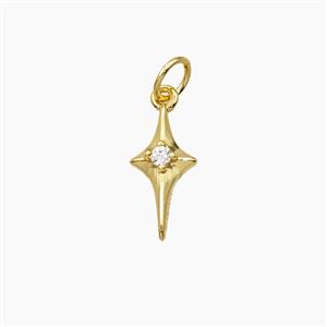 Copper Northstar Pendant Pave Zirconia Gold Plated, approx 7-14mm [FD28681]