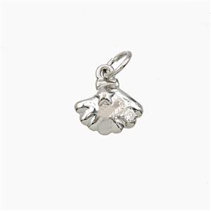 Copper Scallop Shell Pendant Pave Zirconia Platinum Plated, approx 9mm [FD28682]