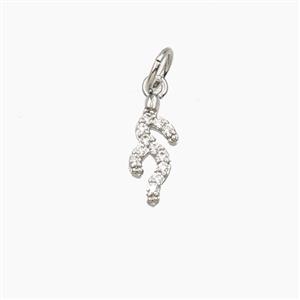 Copper Coral Branch Pendant Pave Zirconia Platinum Plated, approx 5-11mm [FD28686]