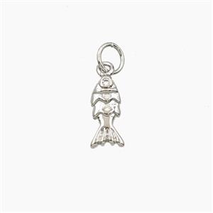 Copper Fish Pendant Pave Zirconia Platinum Plated, approx 5-11mm [FD28688]