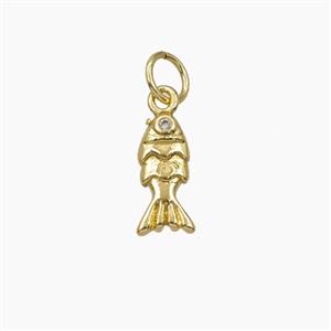Copper Fish Pendant Pave Zirconia Gold Plated, approx 5-11mm [FD28689]
