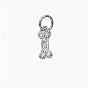 Copper Dogbone Pendant Pave Zirconia Platinum Plated, approx 4-9mm [FD28690]
