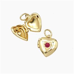 Copper Heart Locket Pendant Pave Resin Gold Plated, approx 10mm [FD28701]