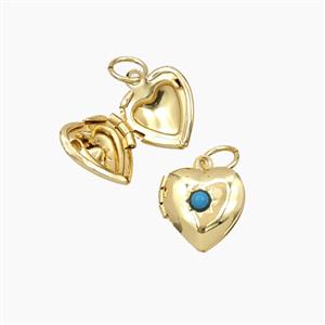 Copper Heart Locket Pendant Pave Resin Gold Plated, approx 10mm [FD28702]