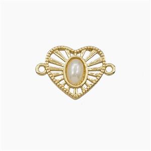 Copper Heart Connector Pave Resin Gold Plated, approx 13mm [FD28703]