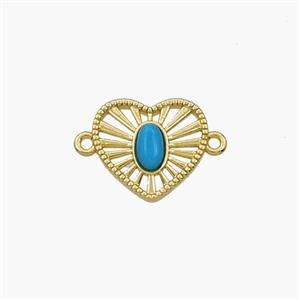 Copper Heart Connector Pave Resin Gold Plated, approx 13mm [FD28704]
