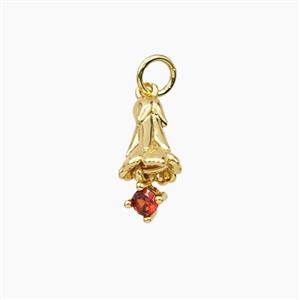 Copper Flower Pendant Pave Zirconia Gold Plated, approx 7-15mm [FD28706]