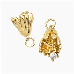 Copper Flower Pendant Pave Zirconia Gold Plated, approx 10-12mm [FD28710]