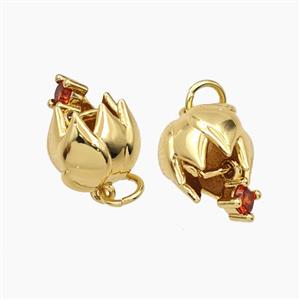 Copper Flower Pendant Pave Zirconia Gold Plated, approx 10mm [FD28712]