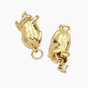 Copper Flower Pendant Pave Zirconia Gold Plated, approx 9-15mm [FD28713]