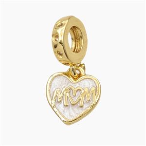 Copper Heart Pendant MOM Enamel Gold Plated, approx 10mm, 9mm dia [FD28716]