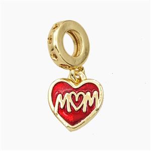 Copper Heart Pendant MOM Enamel Gold Plated, approx 10mm, 9mm dia [FD28717]