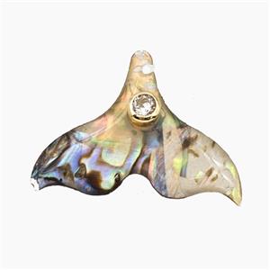 Abalone Shell Mermaid-Tail Pendant Pave Zirconia, approx 18-25mm [FD28719]