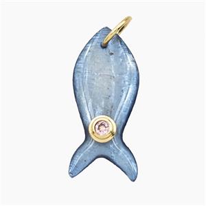 Blue Abalone Shell Fish Pendant Pave Zirconia, approx 11-25mm [FD28720]