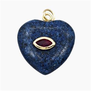 Blue Dye Lapis Lazuli Heart Pendant Pave Zirconia, approx 20mm [FD28722]