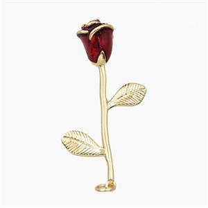 Copper Rose Flower Pendant Enamel Gold Plated, approx 23-40mm [FD28725]