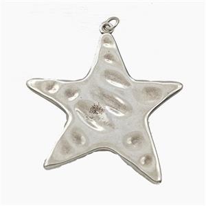 Copper Star Pendant Hammerd Platinum Plated, approx 43-48mm [FD28726]