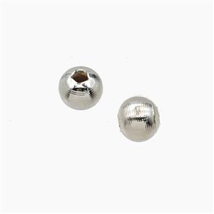 Copper Round Beads Ribbed Platinum Plated, approx 6mm [FD28727]