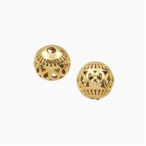 Copper Round Beads Hollow Gold Plated, approx 8mm [FD28729]