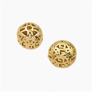 Copper Round Beads Hollow Gold Plated, approx 10mm [FD28730]