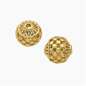 Copper Round Beads Hollow Gold Plated, approx 10mm [FD28732]