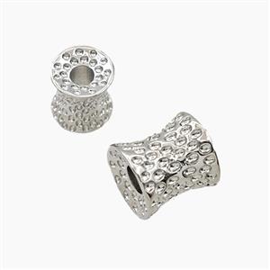 Copper Bamboo Beads Hammered Large Hole Platinum Plated, approx 10-11mm, 3mm hole [FD28737-L]
