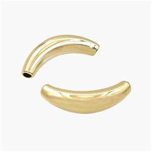 Copper Tube Beads Curving Crescent Large Hole Gold Plated, approx 7-28mm, 3-4mm hole [FD28748]