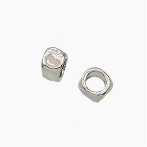 Copper Cube Beads Large Hole Platinum Plated, approx 6mm, 4mm hole [FD28759]