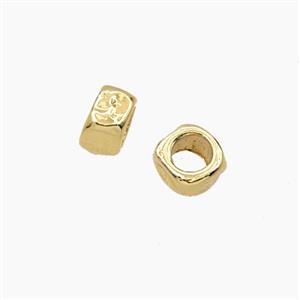 Copper Cube Beads Large Hole Gold Plated, approx 6mm, 4mm hole [FD28760]