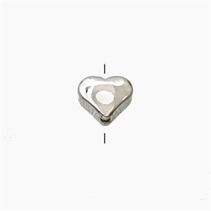 Copper Heart Beads Platinum Plated, approx 6mm [FD28763]