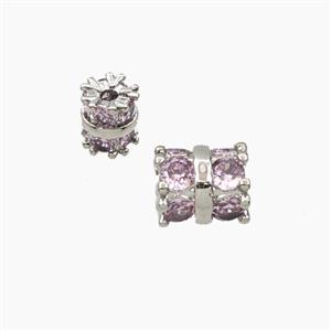 Copper Tube Beads Pave Zirconia Platinum Plated, approx 7-8mm [FD28767]